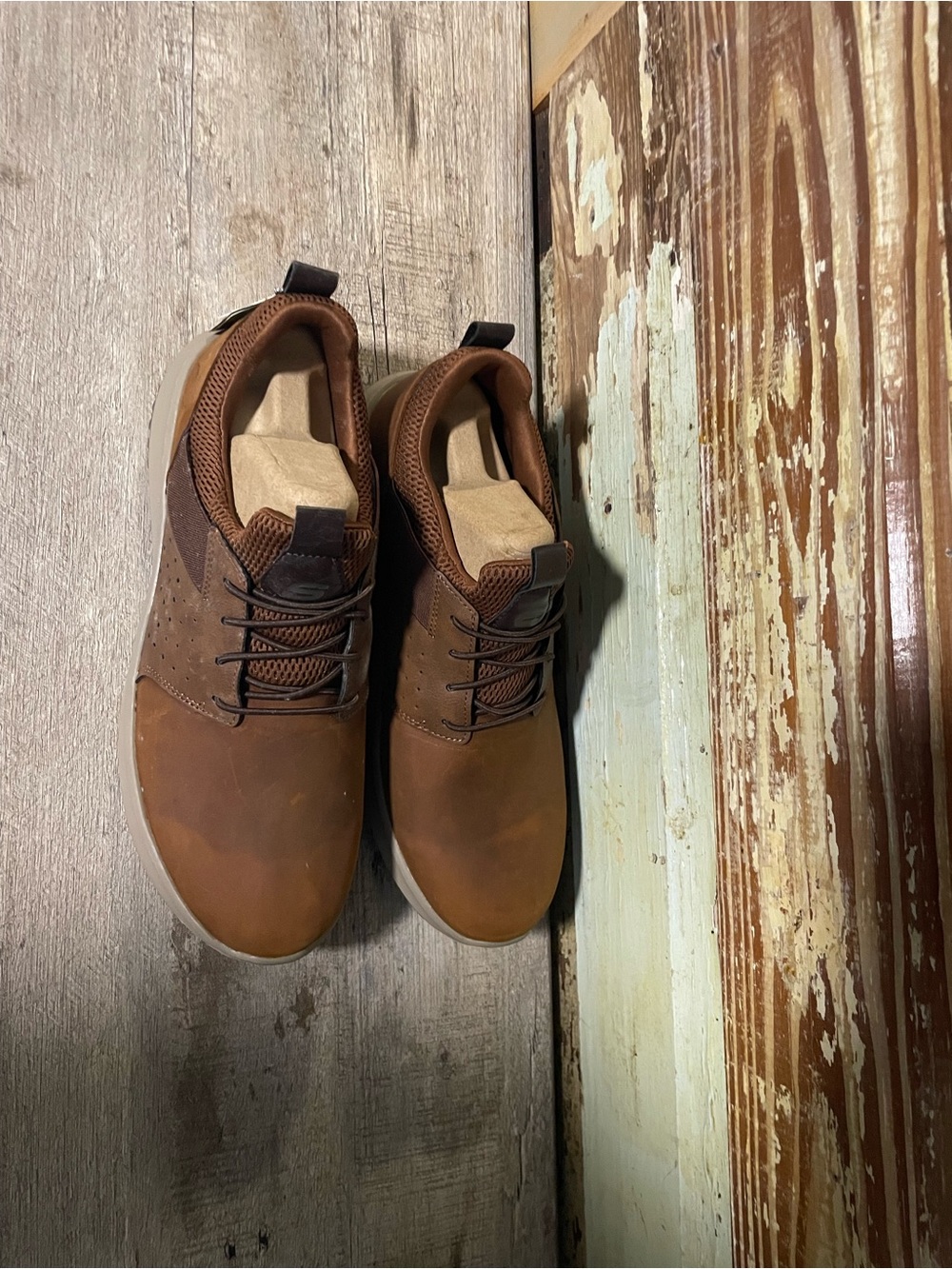 Skechers Men's Brown and Tan Lace-Up Casual Sneakers - Picture 2 of 6